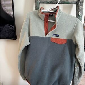 Patagonia Women’s  Two-Tone Fleece Sweater - Blue and Orange